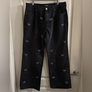 Ashley Mason Black Jeans with Rhinestone Butterflies